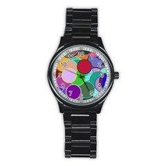 Dots Circles Colorful Unique Stainless Steel Round Watch