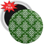 St Patrick S Day Damask Vintage Green Background Pattern 3  Magnets (10 pack)  Front