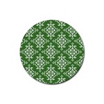 St Patrick S Day Damask Vintage Green Background Pattern Rubber Round Coaster (4 pack)  Front