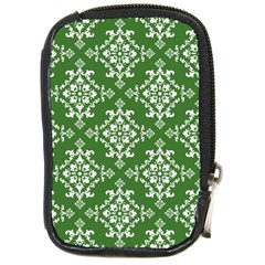 St Patrick S Day Damask Vintage Green Background Pattern Compact Camera Cases by Simbadda