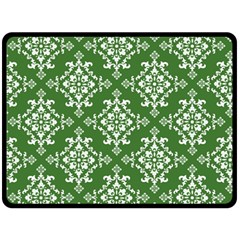 St Patrick S Day Damask Vintage Green Background Pattern Double Sided Fleece Blanket (large)  by Simbadda