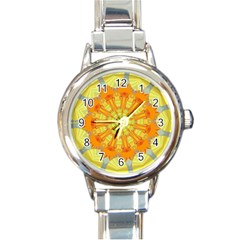 Sunshine Sunny Sun Abstract Yellow Round Italian Charm Watch by Simbadda