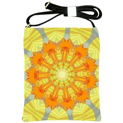 Sunshine Sunny Sun Abstract Yellow Shoulder Sling Bags by Simbadda
