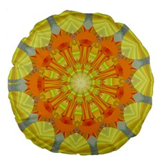 Sunshine Sunny Sun Abstract Yellow Large 18  Premium Flano Round Cushions by Simbadda