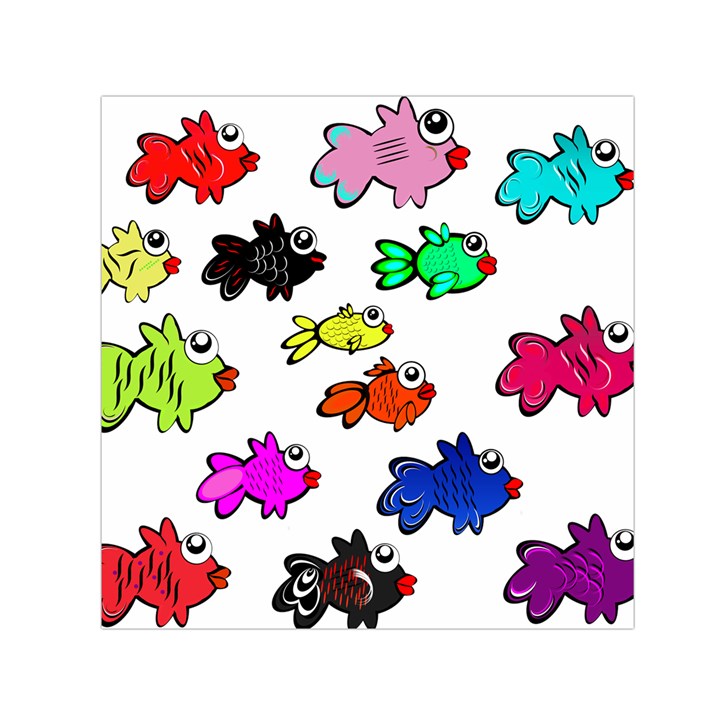 Fishes Marine Life Swimming Water Small Satin Scarf (Square)