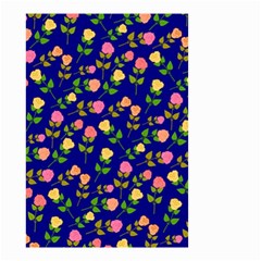 Flowers Roses Floral Flowery Blue Background Small Garden Flag (two Sides) by Simbadda