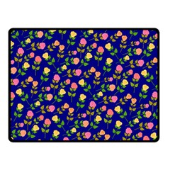 Flowers Roses Floral Flowery Blue Background Double Sided Fleece Blanket (small)  by Simbadda