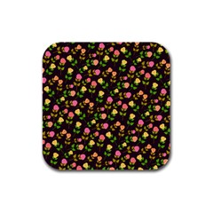 Flowers Roses Floral Flowery Rubber Square Coaster (4 Pack)  by Simbadda
