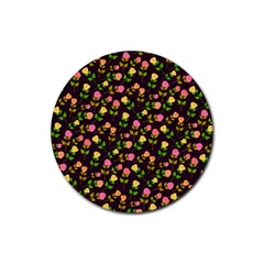 Flowers Roses Floral Flowery Rubber Coaster (round)  by Simbadda