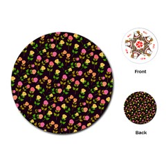 Flowers Roses Floral Flowery Playing Cards (round)  by Simbadda