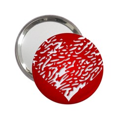 Heart Design Love Red 2 25  Handbag Mirrors