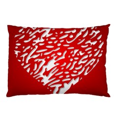 Heart Design Love Red Pillow Case
