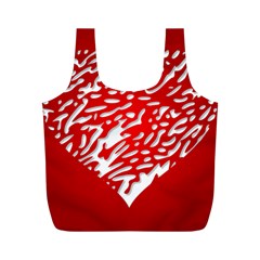 Heart Design Love Red Full Print Recycle Bags (m)  by Simbadda