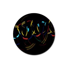 Yellow Blue Red Arcs Light Rubber Coaster (round)  by Alisyart