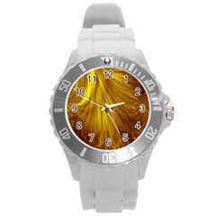 Flower Gold Hair Round Plastic Sport Watch (l)