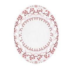 Floral Frame Pink Red Star Leaf Flower Oval Filigree Ornament (two Sides)