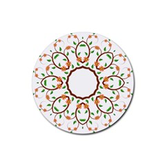 Frame Floral Tree Flower Leaf Star Circle Rubber Round Coaster (4 Pack)  by Alisyart