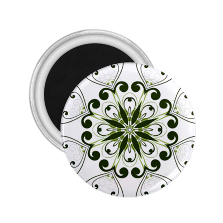 Frame Flourish Flower Green Star 2.25  Magnets