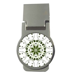 Frame Flourish Flower Green Star Money Clips (round) 