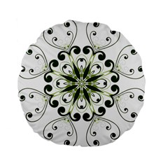 Frame Flourish Flower Green Star Standard 15  Premium Flano Round Cushions by Alisyart