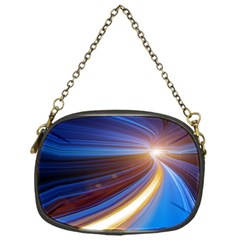Glow Motion Lines Light Blue Gold Chain Purses (one Side) 