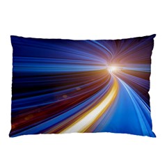 Glow Motion Lines Light Blue Gold Pillow Case by Alisyart