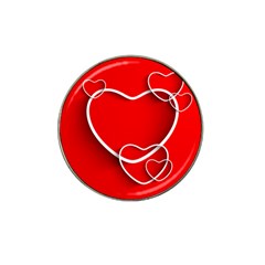 Heart Love Valentines Day Red Hat Clip Ball Marker (10 Pack)