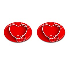 Heart Love Valentines Day Red Cufflinks (oval) by Alisyart