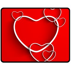 Heart Love Valentines Day Red Double Sided Fleece Blanket (medium)  by Alisyart