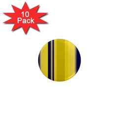 Yellow Blue Background Stripes 1  Mini Magnet (10 Pack)  by Simbadda