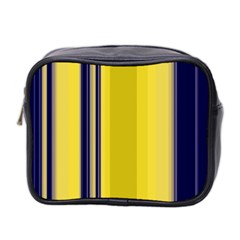 Yellow Blue Background Stripes Mini Toiletries Bag 2-side