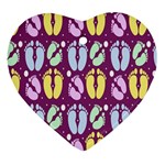 Baby Feet Patterned Backing Paper Pattern Ornament (Heart) Front