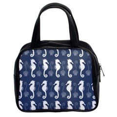 Seahorse And Shell Pattern Classic Handbags (2 Sides)