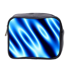 Grunge Blue White Pattern Background Mini Toiletries Bag 2-side by Simbadda