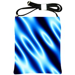 Grunge Blue White Pattern Background Shoulder Sling Bags by Simbadda