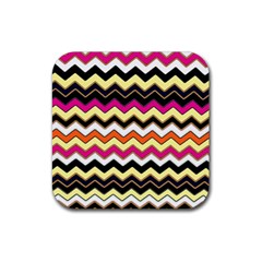 Colorful Chevron Pattern Stripes Pattern Rubber Coaster (square)  by Simbadda