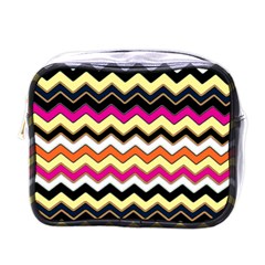 Colorful Chevron Pattern Stripes Pattern Mini Toiletries Bags by Simbadda