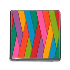 Colorful Lines Pattern Memory Card Reader (square) by Simbadda