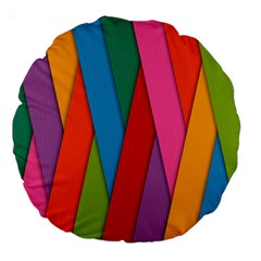 Colorful Lines Pattern Large 18  Premium Round Cushions by Simbadda