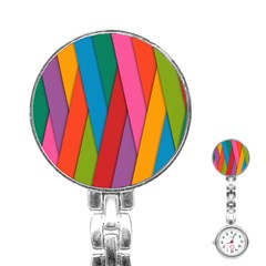 Colorful Lines Pattern Stainless Steel Nurses Watch by Simbadda