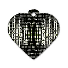 Interwoven Grid Pattern In Green Dog Tag Heart (one Side) by Simbadda