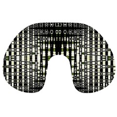 Interwoven Grid Pattern In Green Travel Neck Pillows by Simbadda