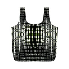 Interwoven Grid Pattern In Green Full Print Recycle Bags (m)  by Simbadda