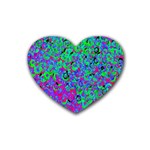 Green Purple Pink Background Heart Coaster (4 pack)  Front