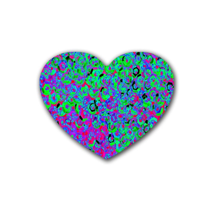 Green Purple Pink Background Heart Coaster (4 pack) 