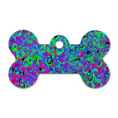 Green Purple Pink Background Dog Tag Bone (One Side)