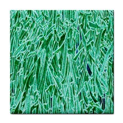 Green Background Pattern Tile Coasters by Simbadda