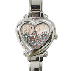 Blue Brown Cloth Design Heart Italian Charm Watch by Simbadda