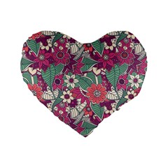 Seamless Floral Pattern Background Standard 16  Premium Flano Heart Shape Cushions by TastefulDesigns