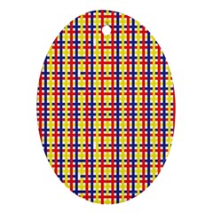 Yellow Blue Red Lines Color Pattern Oval Ornament (two Sides) by Simbadda